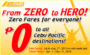 Cebu Pacific Zero Fare